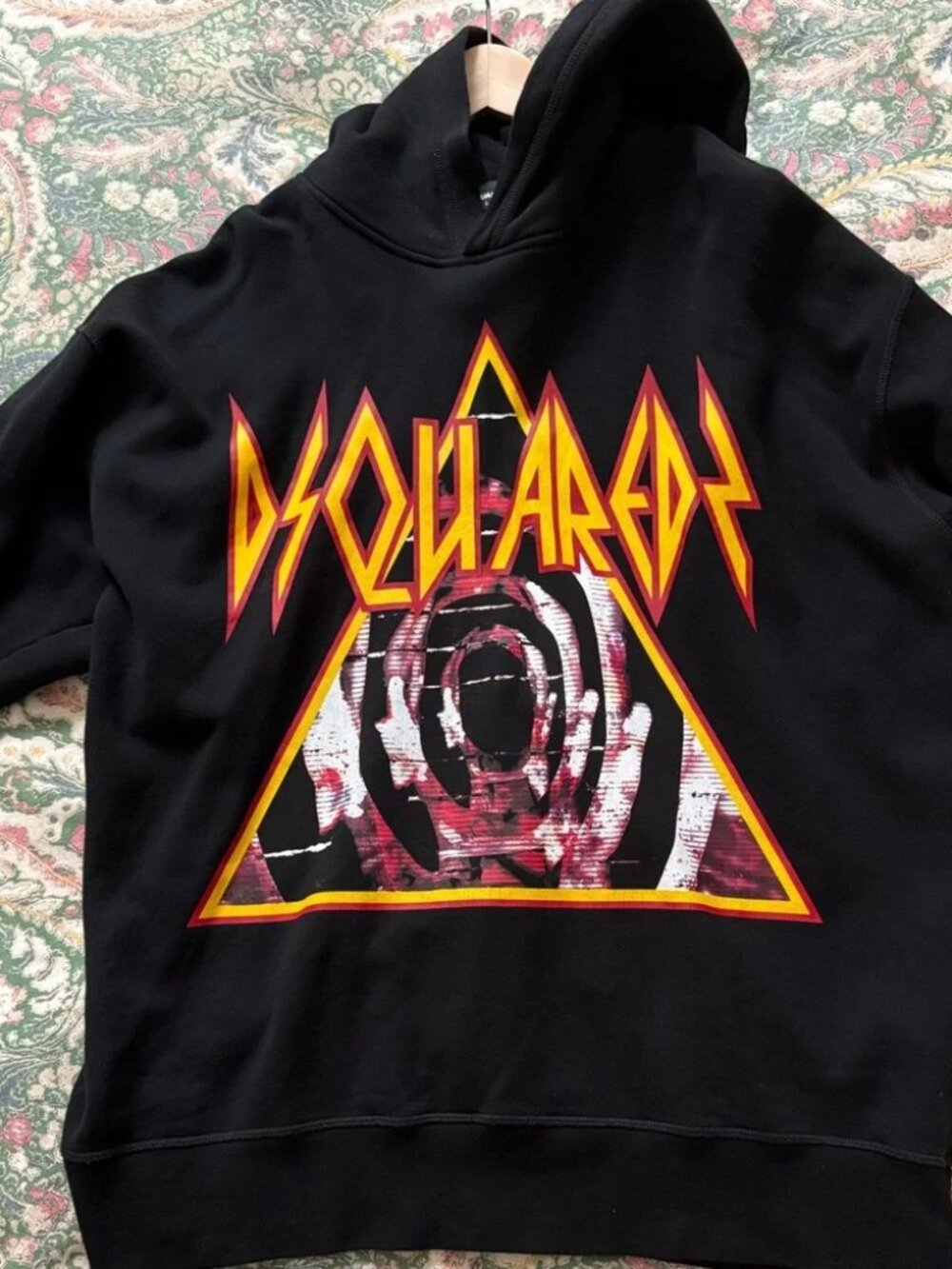 DSQUARED2 x Def Leppard Hoodie, Collaboration, Black, Size Large